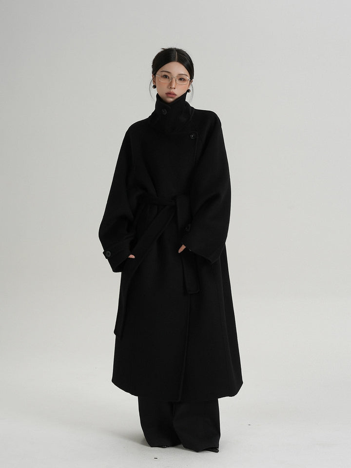 Quinn — Long Wool Coat for Women with High Collar