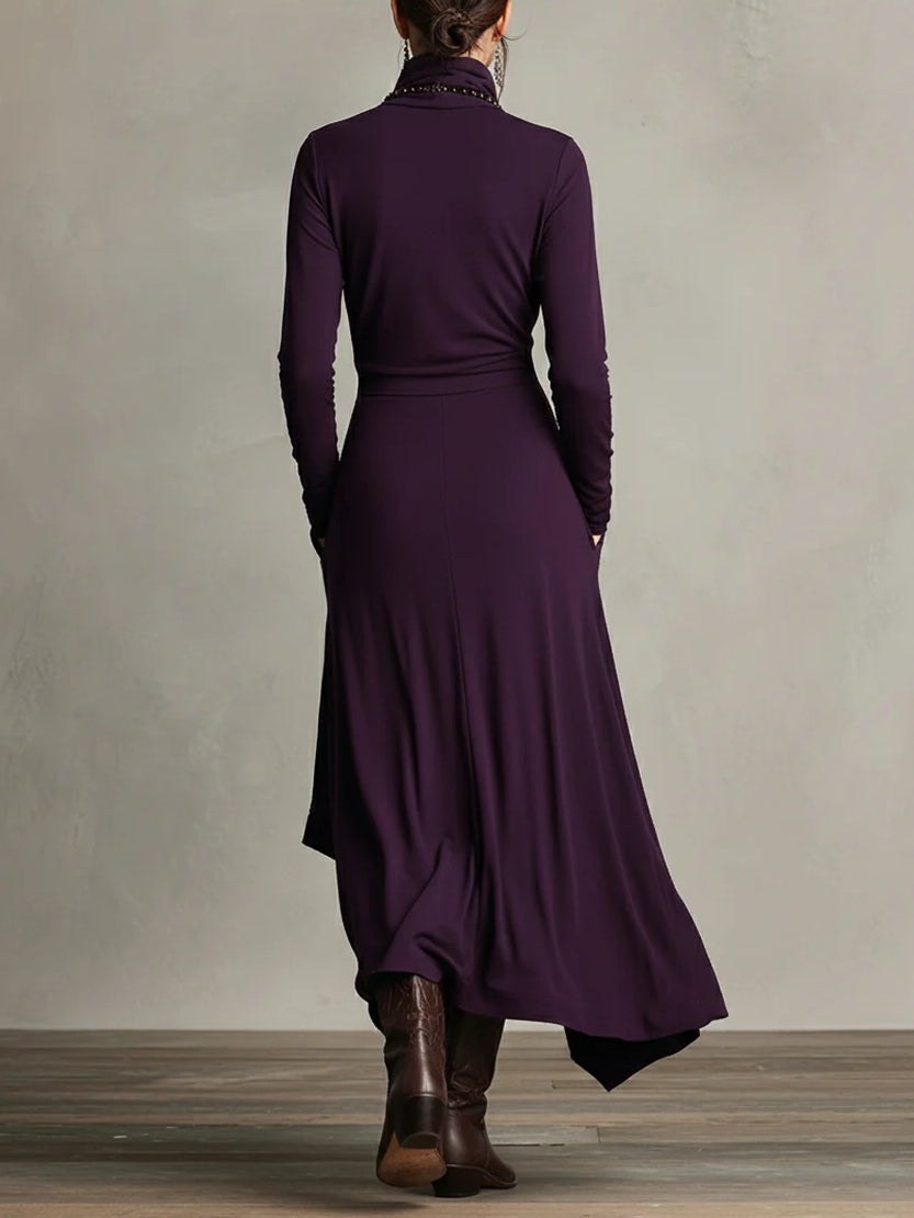 Rebecca — Long Sleeve Maxi Dress for Women with Turtleneck (2)