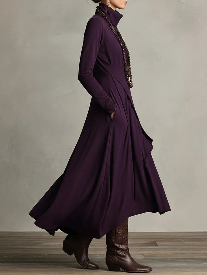 Rebecca — Long Sleeve Maxi Dress for Women with Turtleneck (3)
