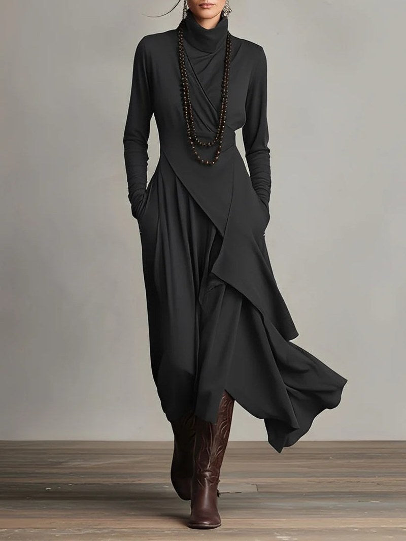 Rebecca — Long Sleeve Maxi Dress for Women with Turtleneck (4)