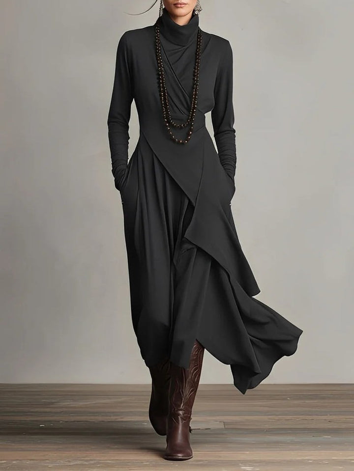 Rebecca — Long Sleeve Maxi Dress for Women with Turtleneck (4)