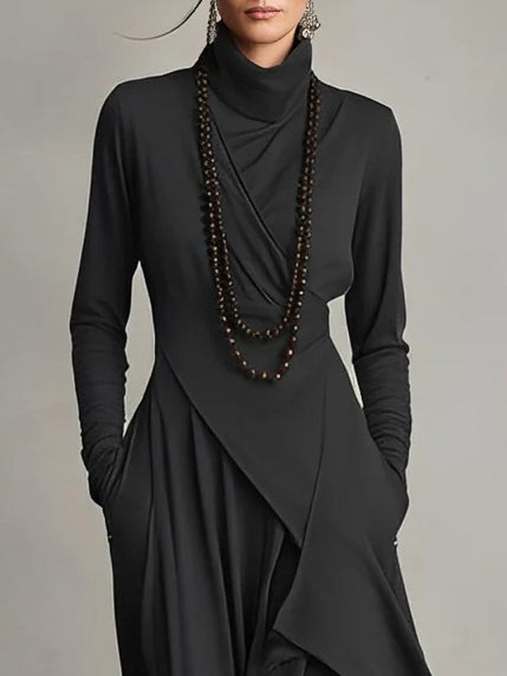 Rebecca — Long Sleeve Maxi Dress for Women with Turtleneck (5)