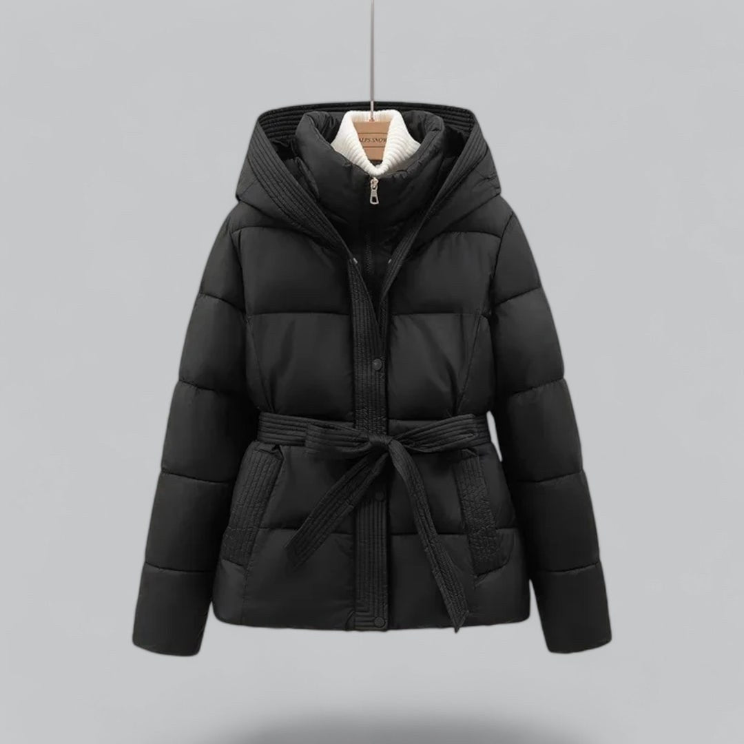 Ruby — Cropped Puffer Jacket for Women with Belt