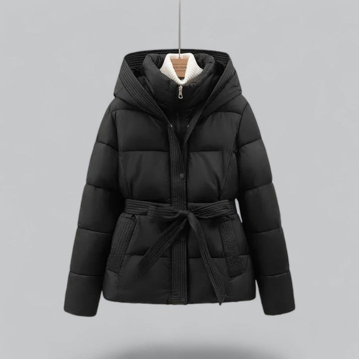Ruby — Cropped Puffer Jacket for Women with Belt