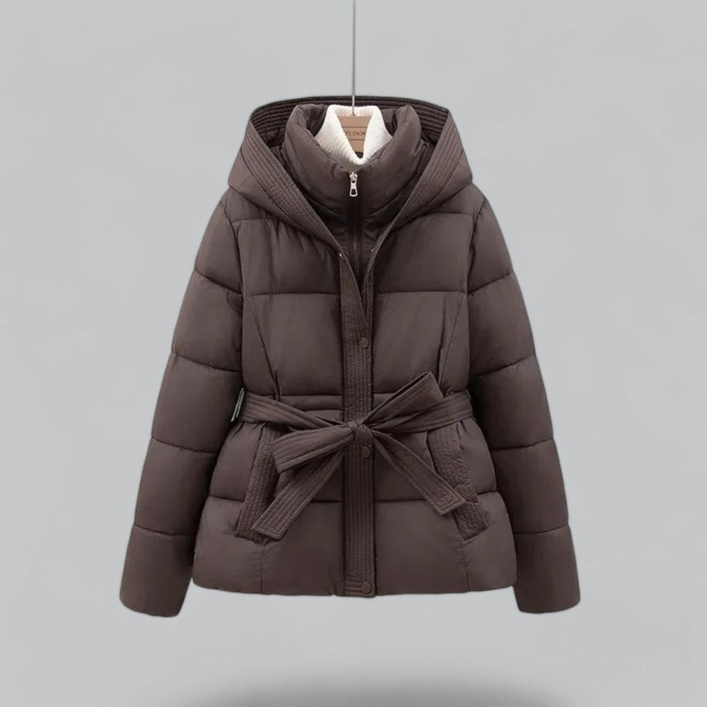 Ruby — Cropped Puffer Jacket for Women with Belt (2)