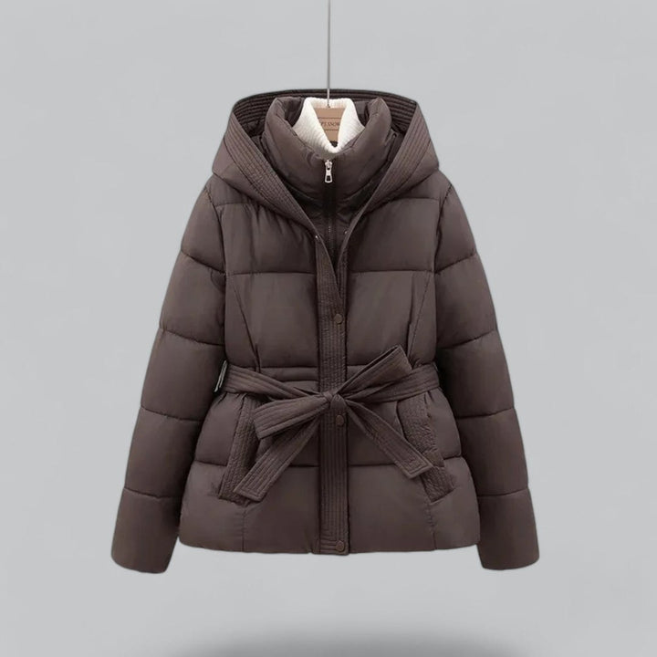Ruby — Cropped Puffer Jacket for Women with Belt (2)