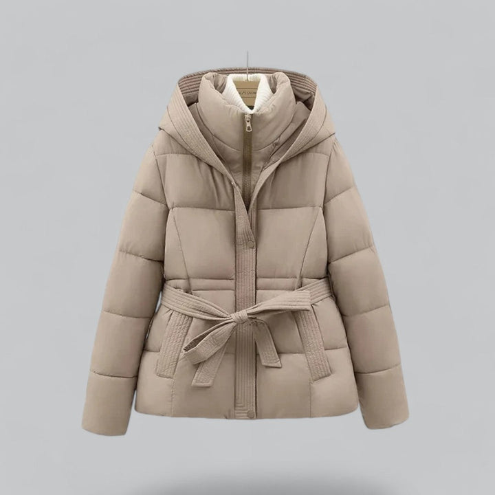 Ruby — Cropped Puffer Jacket for Women with Belt (3)