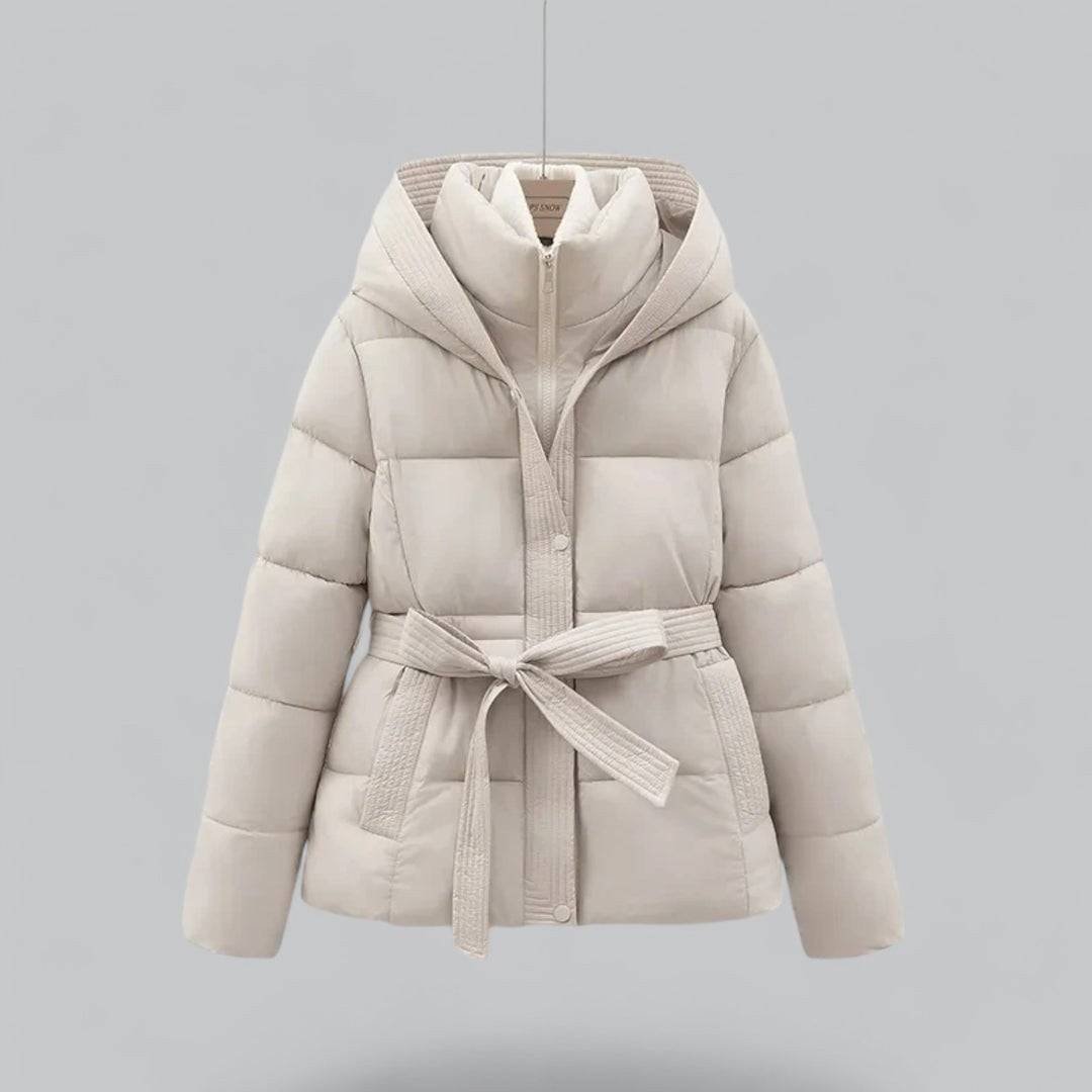 Ruby — Cropped Puffer Jacket for Women with Belt (4)