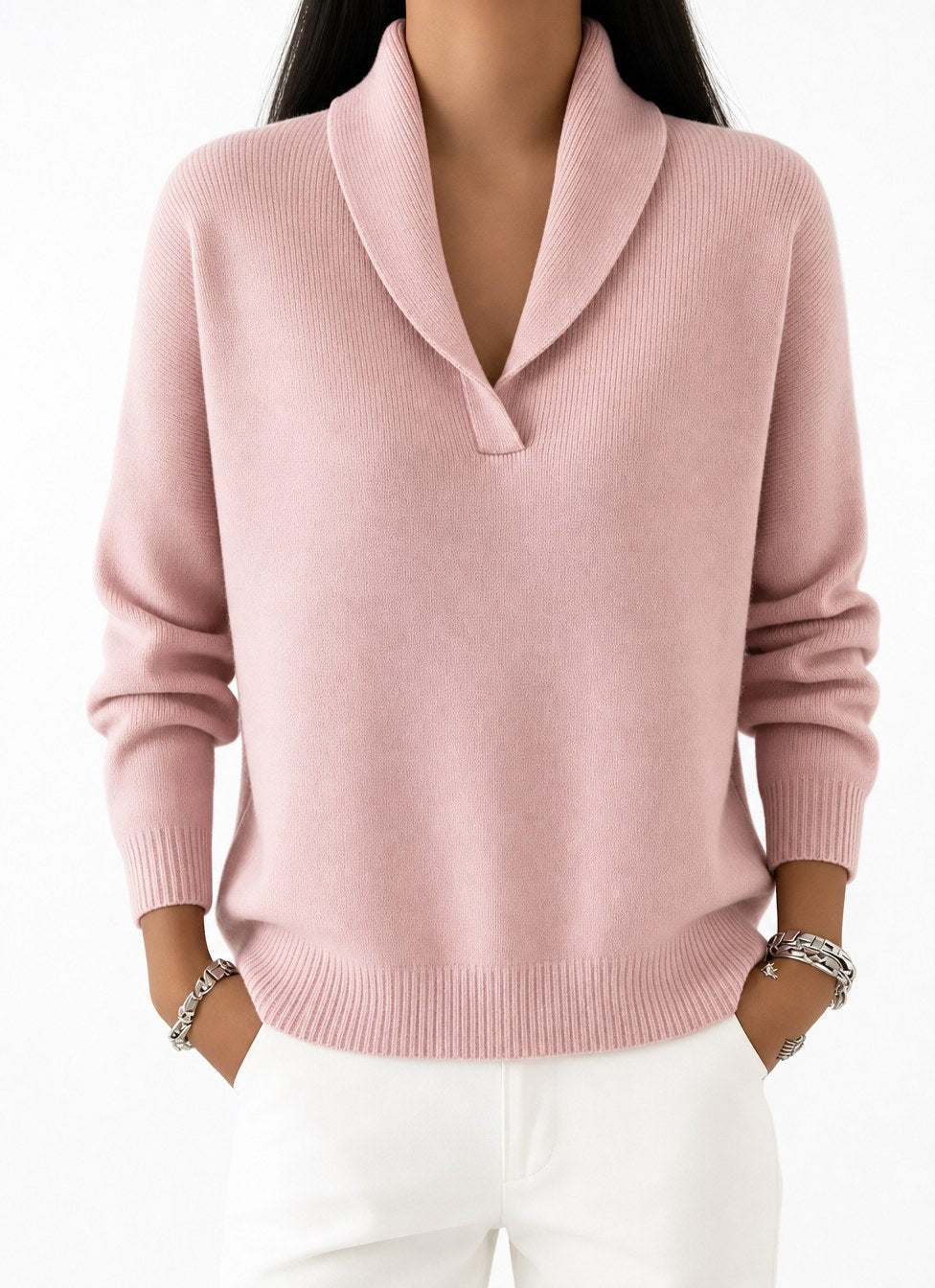 Tanya — Shawl Collar Sweater for Women with V Neck (2)