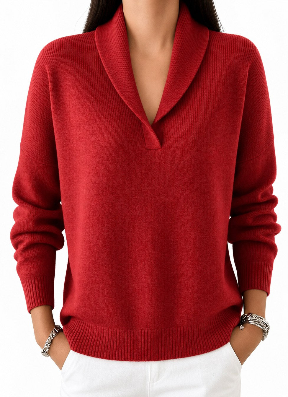 Tanya — Shawl Collar Sweater for Women with V Neck (3)