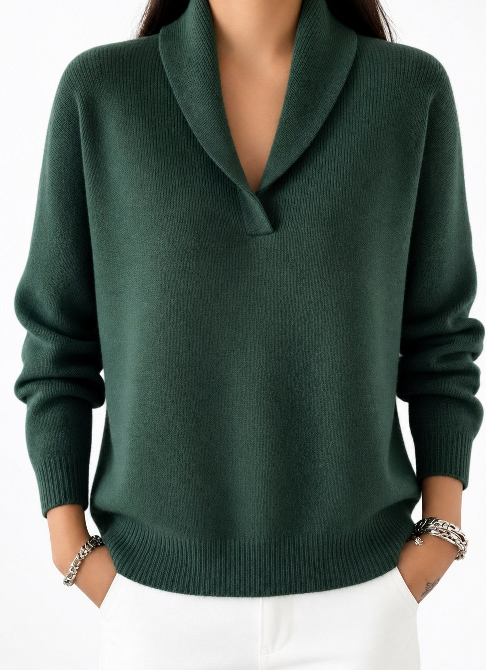 Tanya — Shawl Collar Sweater for Women with V Neck (4)