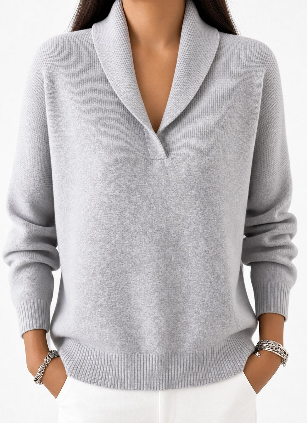 Tanya — Shawl Collar Sweater for Women with V Neck (5)