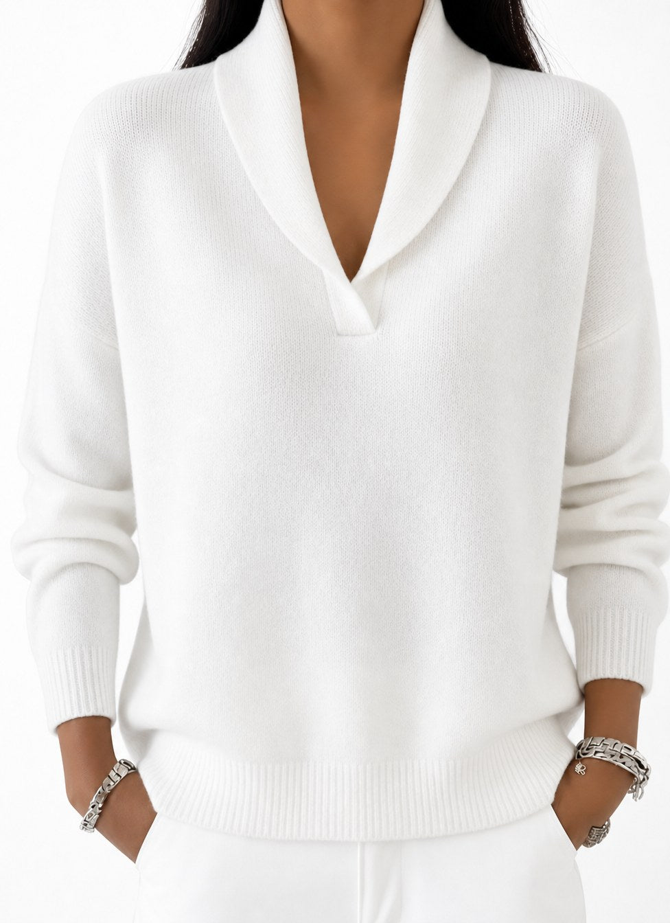 Tanya — Shawl Collar Sweater for Women with V Neck (6)