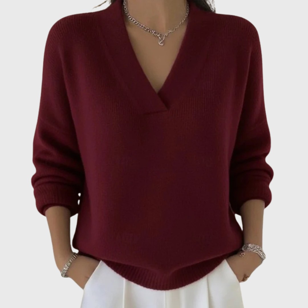 Tessa — Wool V Neck Sweater for Women