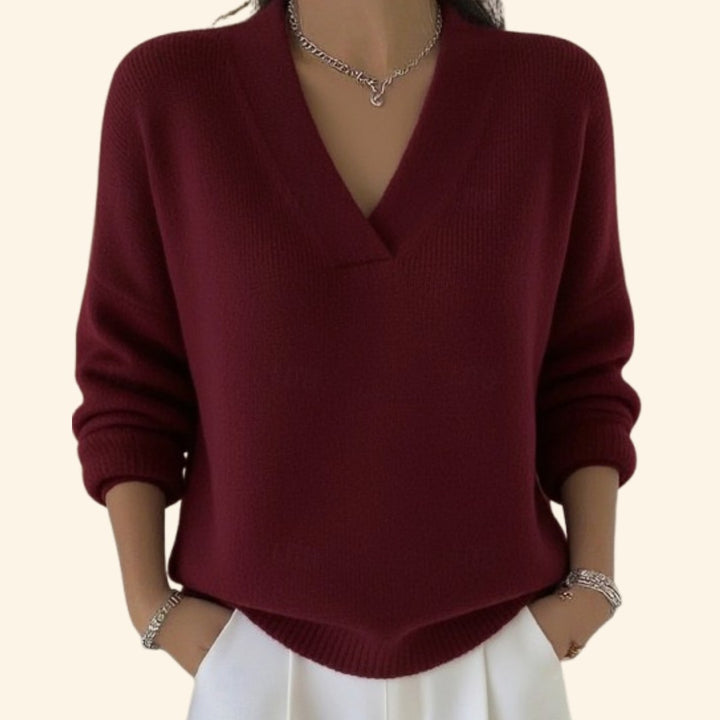 Tessa — Wool V Neck Sweater for Women (2)