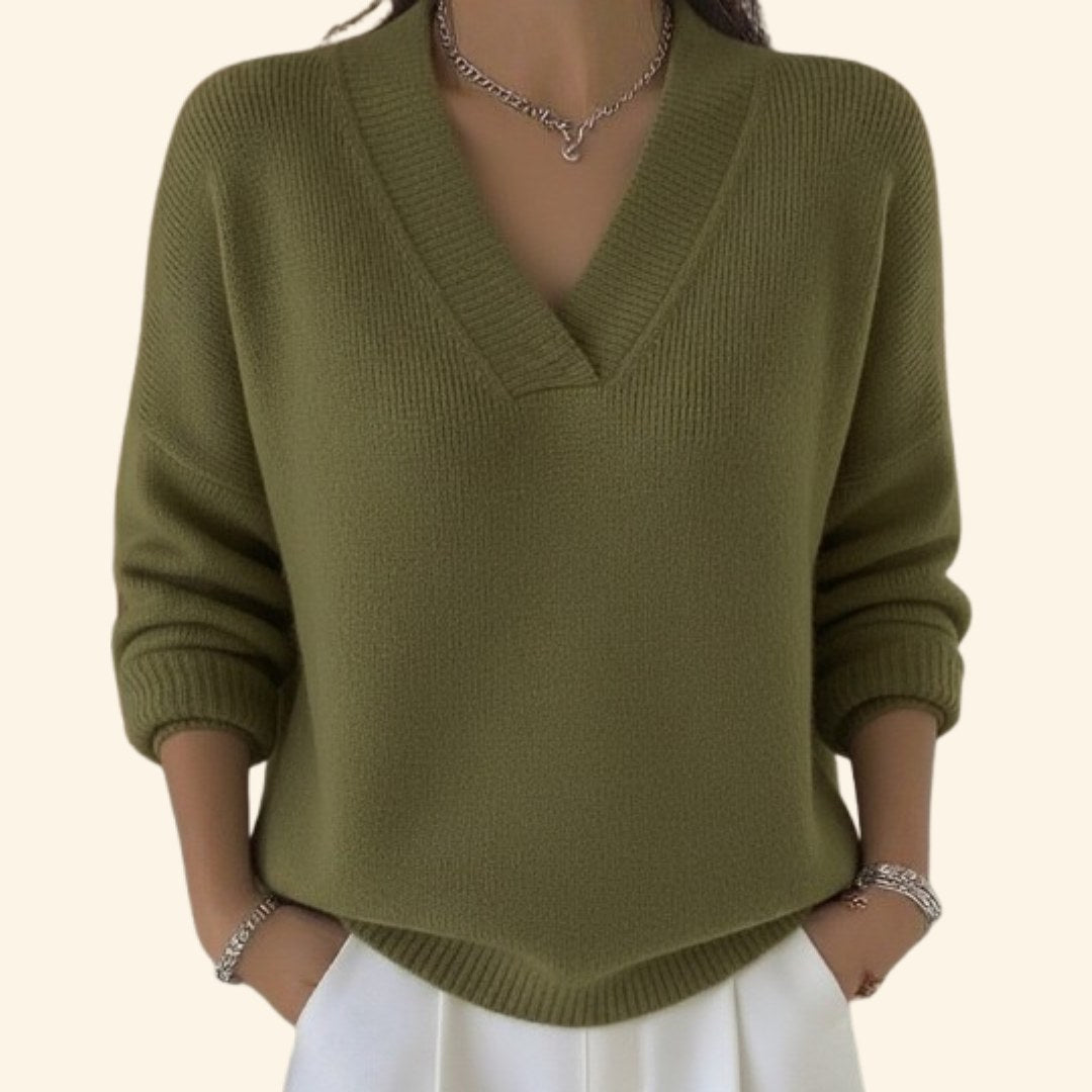 Tessa — Wool V Neck Sweater for Women (5)