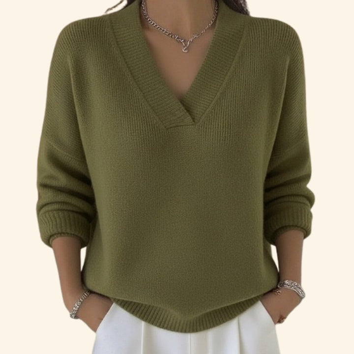 Tessa — Wool V Neck Sweater for Women (5)