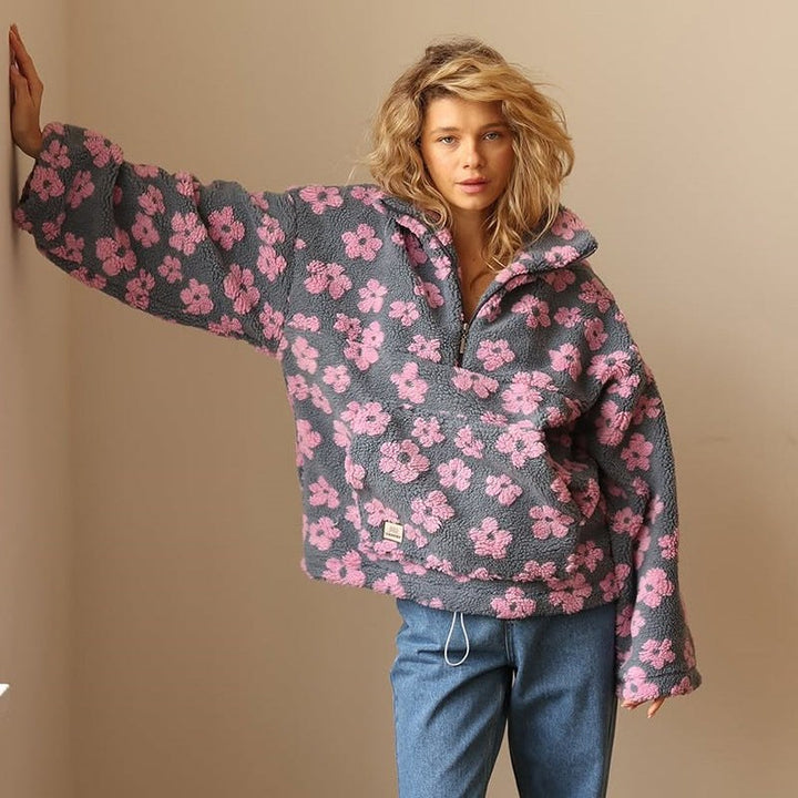 Wanda — Fleece Pullover for Women with Floral Print