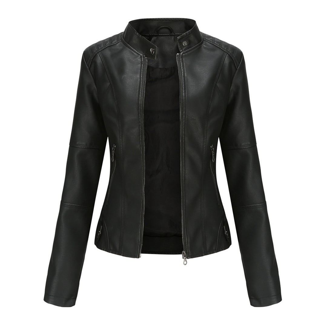 Beatrice — Modern leather jacket for women with pockets, Timeless Wears
