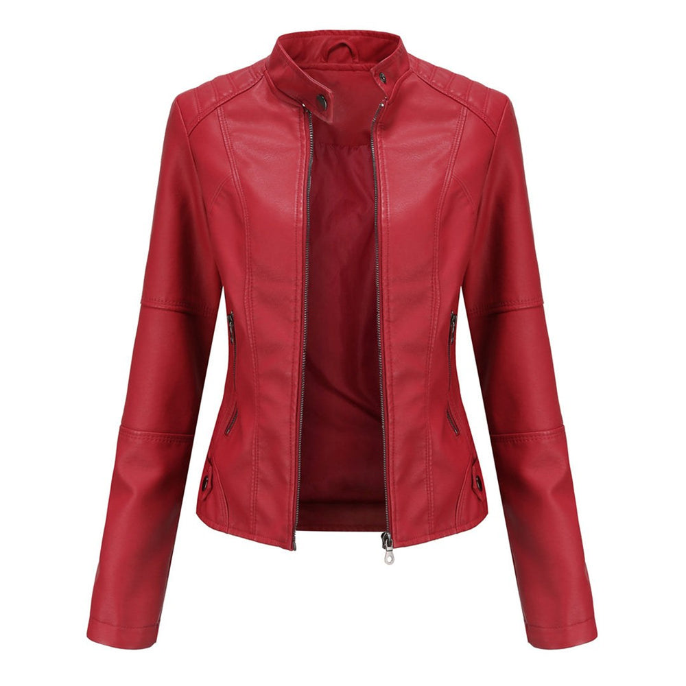 Beatrice — Modern leather jacket for women with pockets (2), Timeless Wears