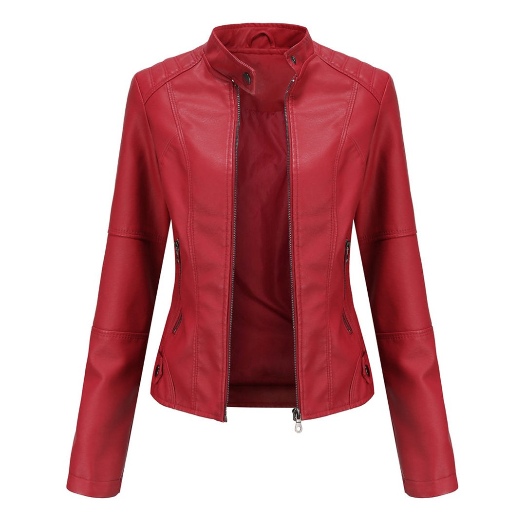 Beatrice — Modern leather jacket for women with pockets (2), Timeless Wears