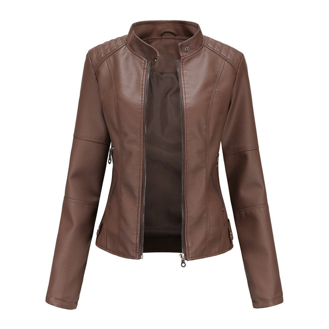 Beatrice — Modern leather jacket for women with pockets (6), Timeless Wears