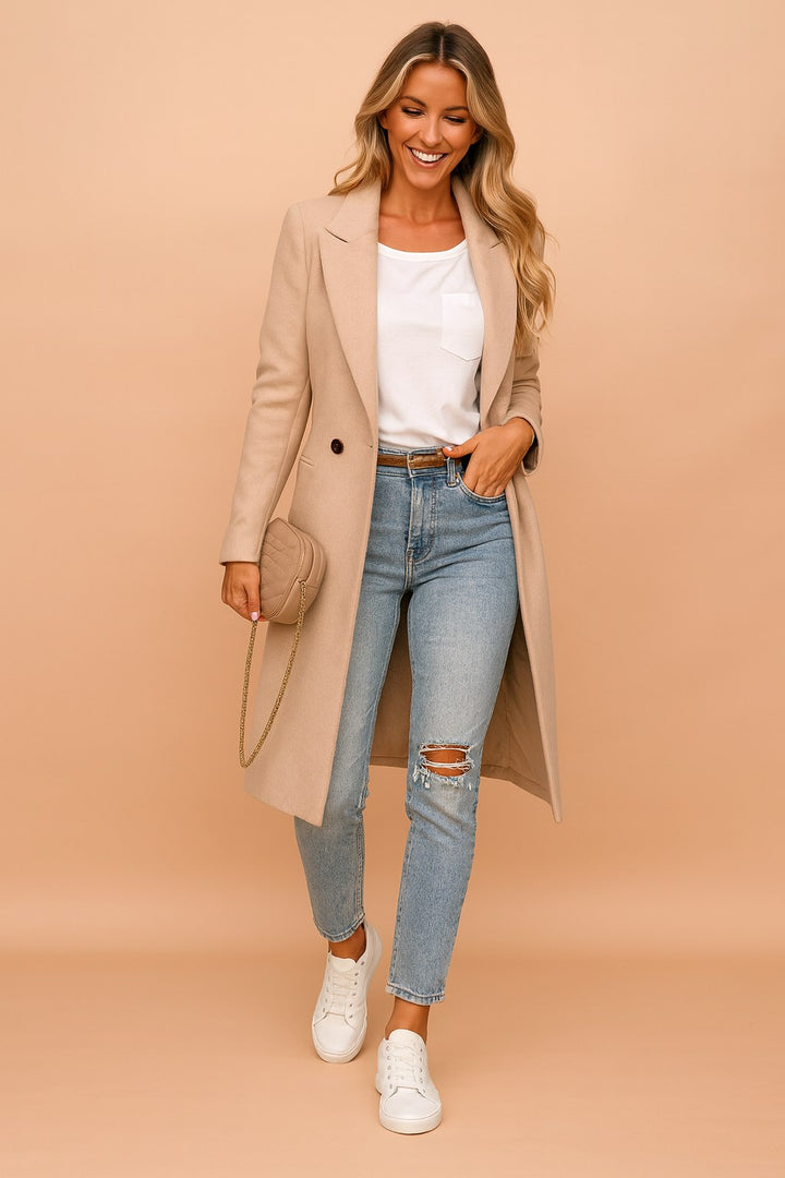 Fiona — Timeless pea coat for women in wool blend, Timeless Wears