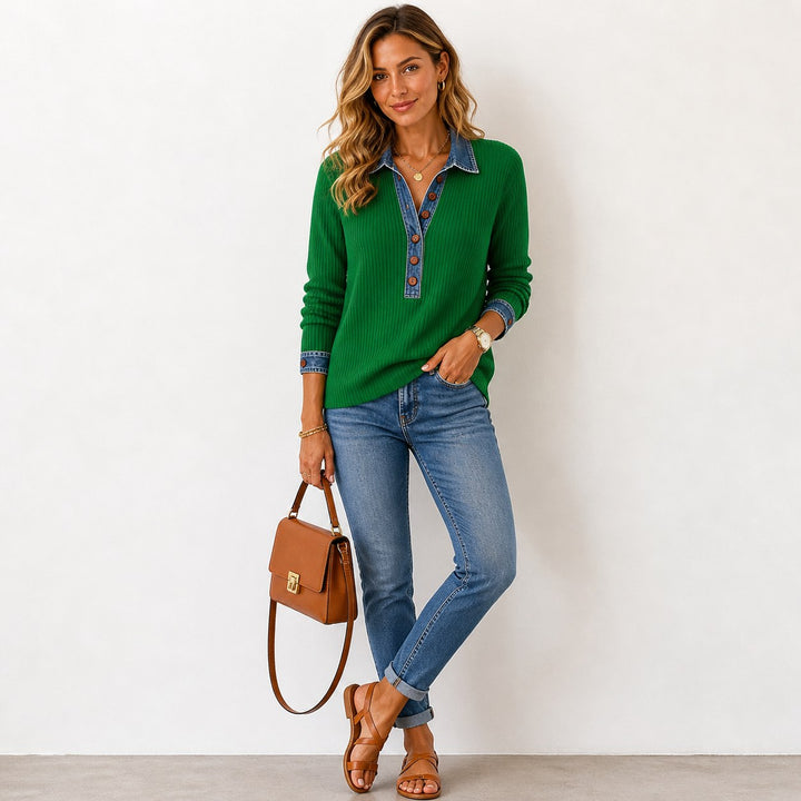 Grace — Soft sweater for women with button placket (3), Timeless Wears