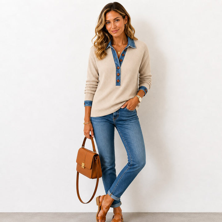 Grace — Soft sweater for women with button placket (5), Timeless Wears