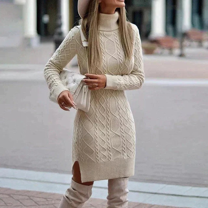 Harriet — Warm knit dress for women with turtleneck (2), Timeless Wears