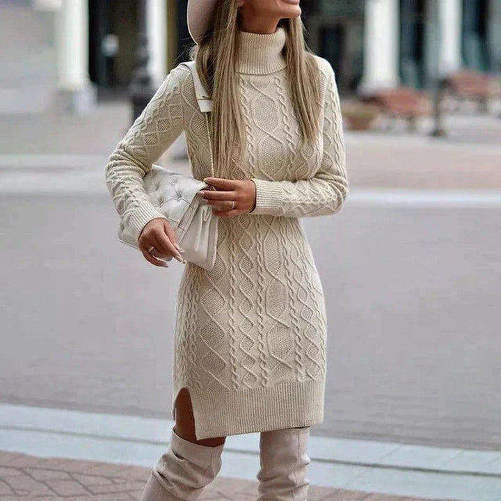 Harriet — Warm knit dress for women with turtleneck (2), Timeless Wears