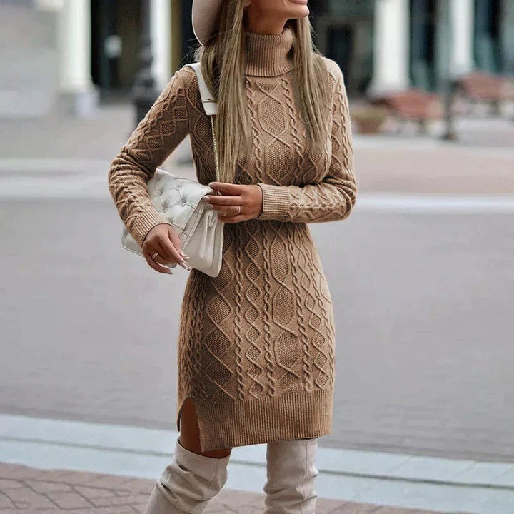 Harriet — Warm knit dress for women with turtleneck (3), Timeless Wears