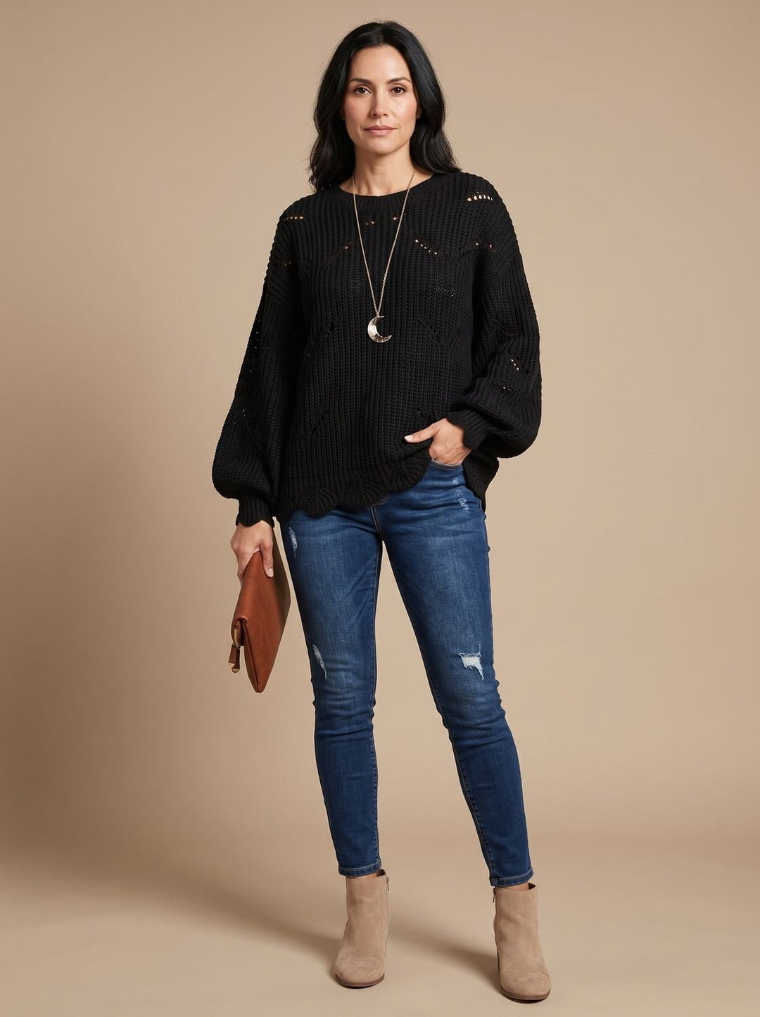 Josephine — Relaxed knit sweater for women with open stitch (8), Timeless Wears