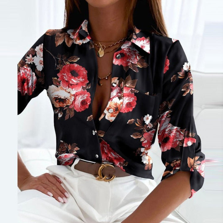 Vivienne — Elegant top for women in satin with buttons (5), Timeless Wears